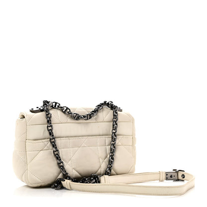Lambskin Macrocannage Small Dior Caro Bag Ivory