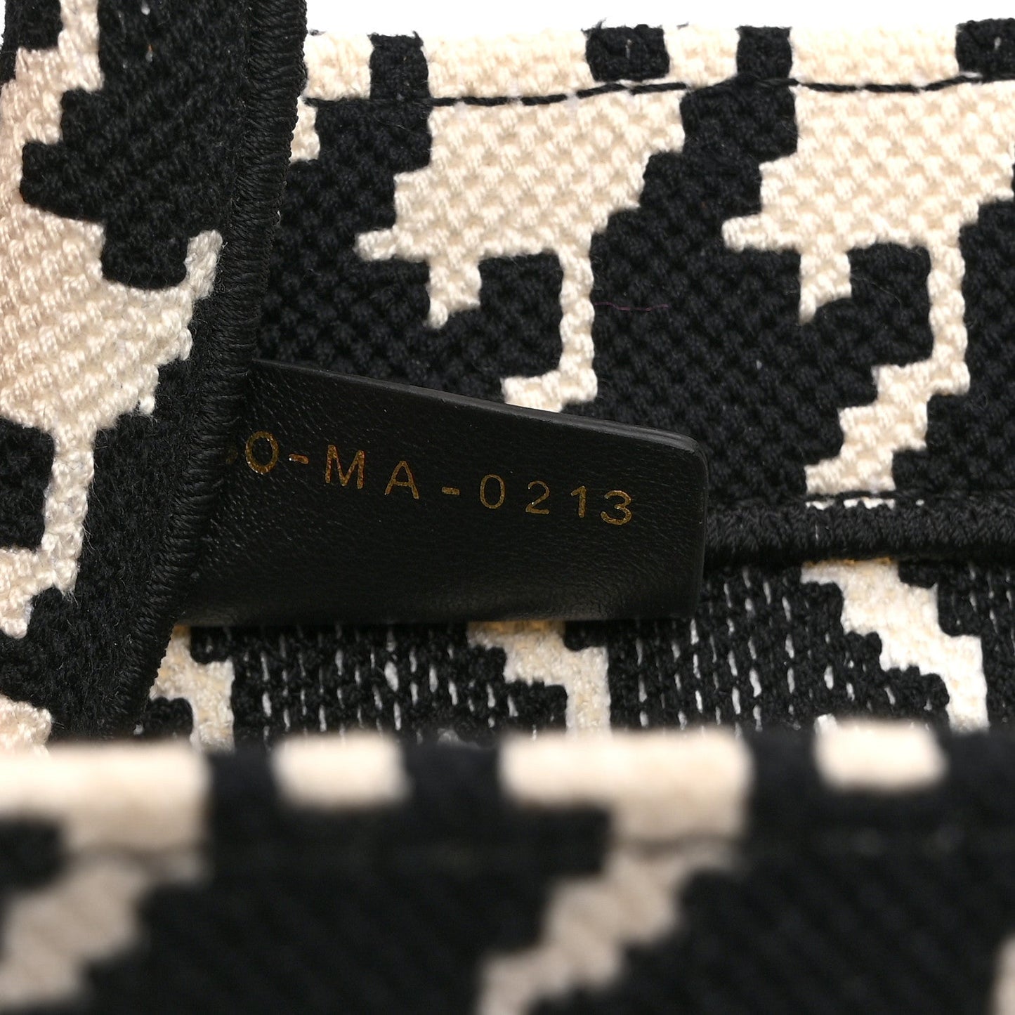 Canvas Houndstooth Embroidered Medium Book Tote Black White