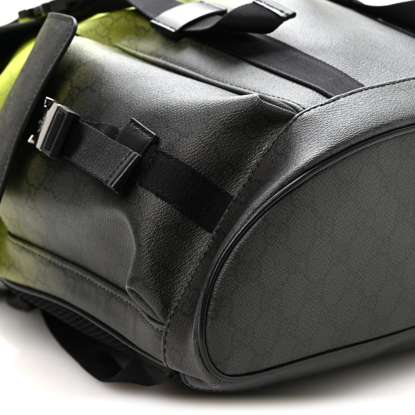 GG Supreme Monogram Large Double Buckle Backpack Green