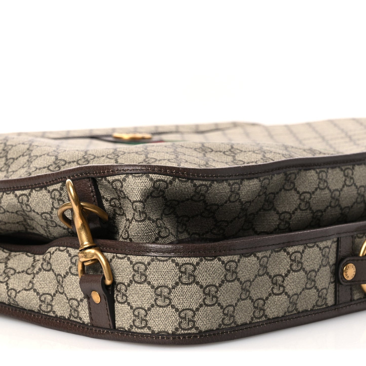GG Supreme Monogram Textured Dollar Calfskin Web Ophidia Savoy Garment Bag Beige Ebony New Acero