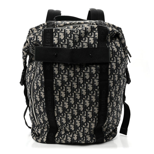 Oblique Calfskin Safari Backpack Navy Blue