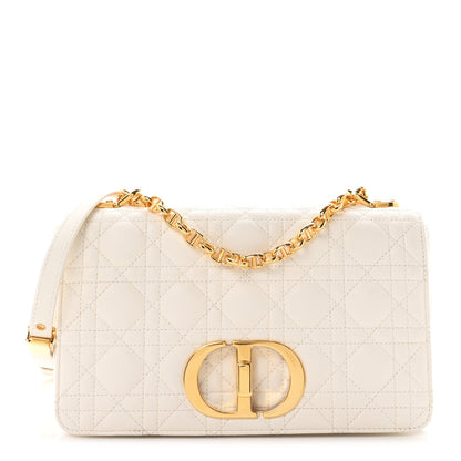 Supple Calfskin Cannage Medium Caro Bag Ivory