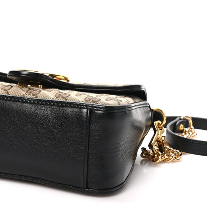 Monogram Azalea Calfskin Matelasse Diagonal Mini GG Marmont Top Handle Shoulder Bag Beige Ebony Black