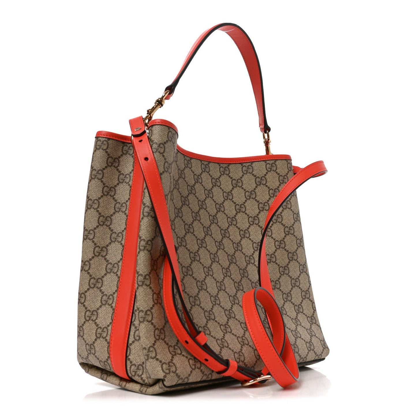 GG Supreme Monogram Medium Emblem Bucket Bag Beige Orange