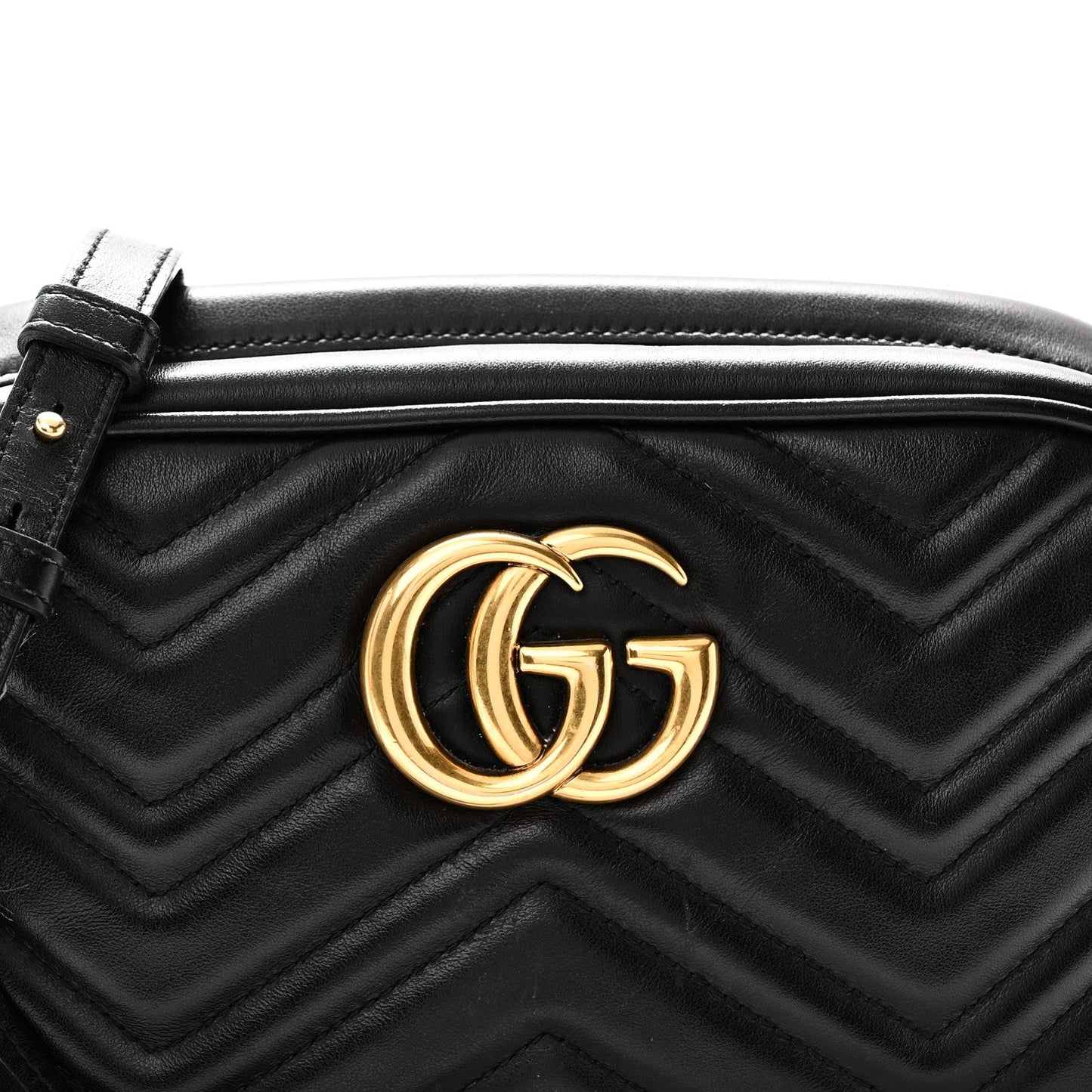 Calfskin Matelasse Small GG Marmont Chain Shoulder Bag Black