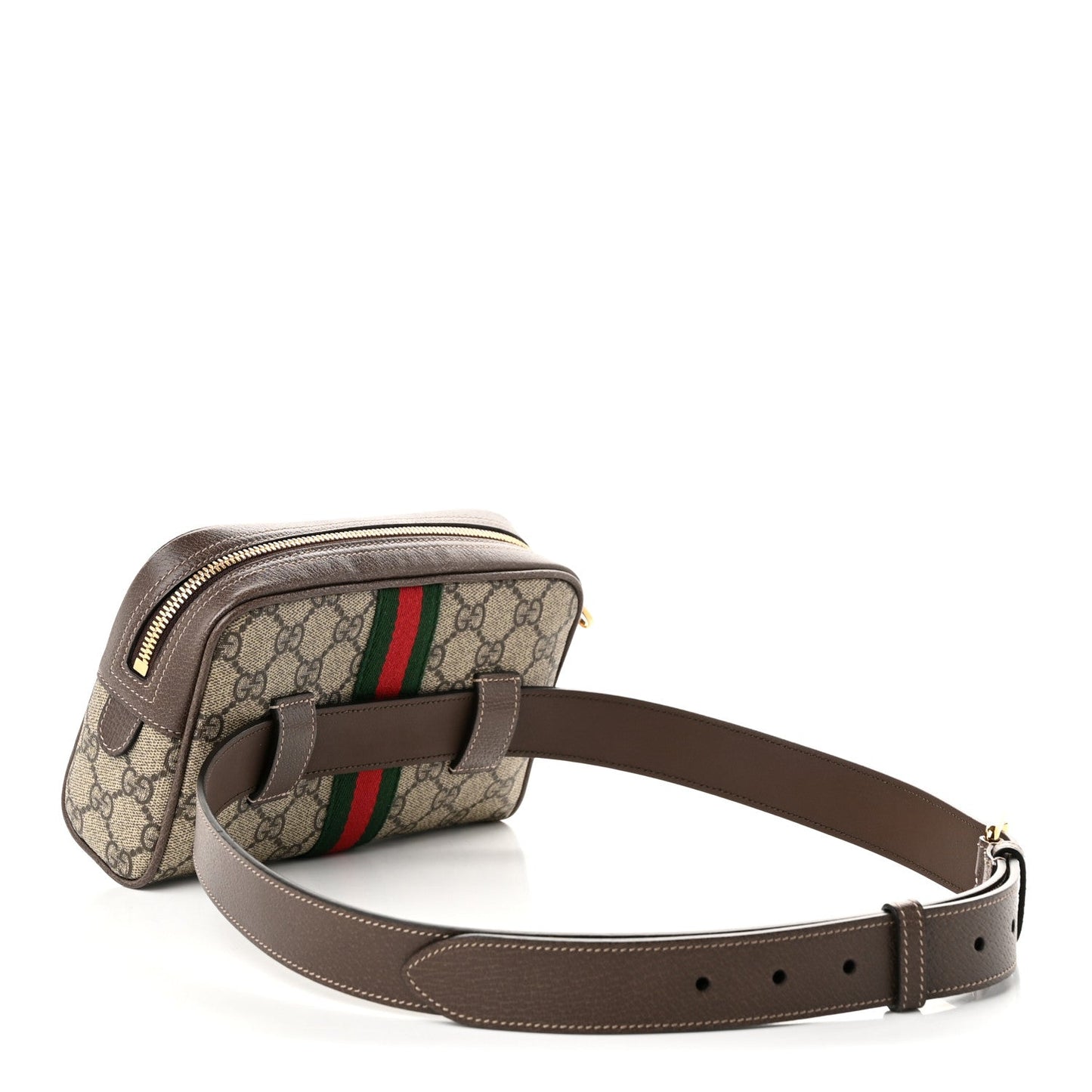 GG Supreme Monogram Web Small Ophidia Belt Bag 95 38 Dark Brown