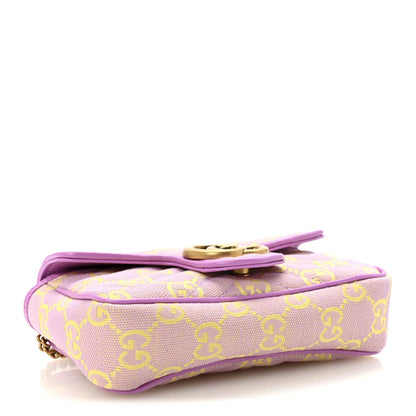 Monogram Super Mini GG Marmont Shoulder Bag Lilac Yellow