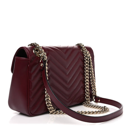 Calfskin Matelasse Medium GG Marmont Shoulder Bag Rosso Ancora Red