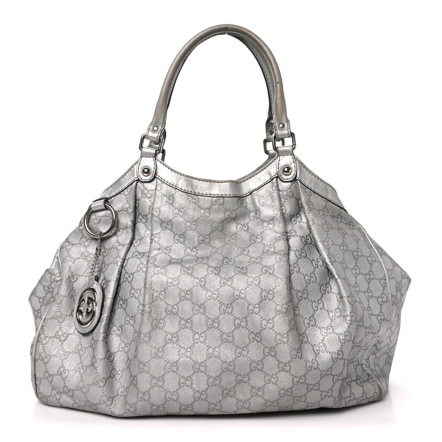 Guccissima Large Sukey Tote Silver