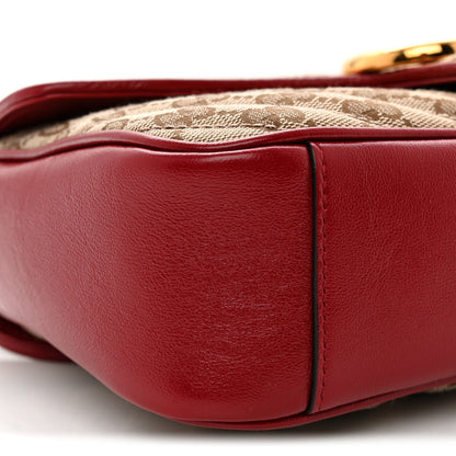 Monogram Azalea Calfskin Matelasse Diagonal Small GG Marmont Shoulder Bag Beige Ebony New Cherry Red