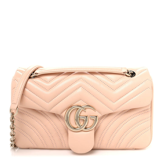 Lambskin Matelasse Medium GG Marmont Shoulder Bag Light Pink