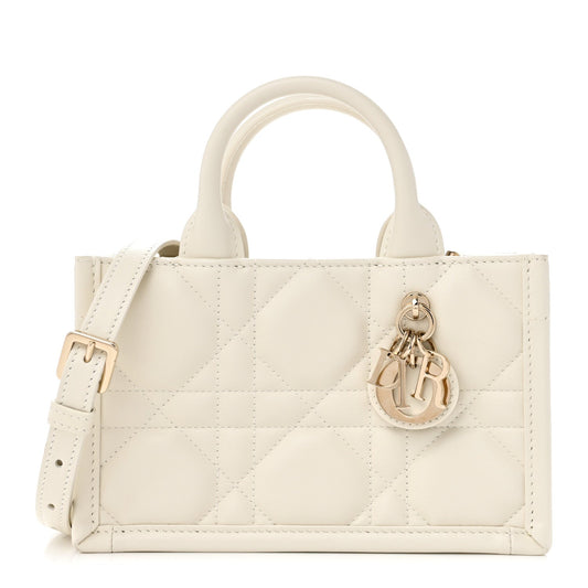 Calfskin Macrocannage Mini Book Tote Latte