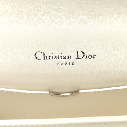 Calfskin Printed Mini Diorama Flap Bag White