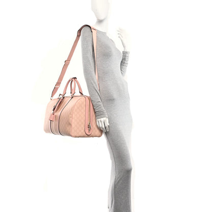 GG Supreme Monogram Textured Dollar Calfskin Web Medium Savoy Duffle Bag Rose Pink