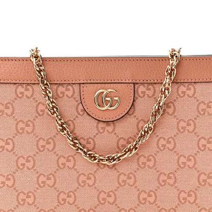 Monogram Textured Dollar Calfskin Small Ophidia Chain Shoulder Bag Cloche Rose Pink