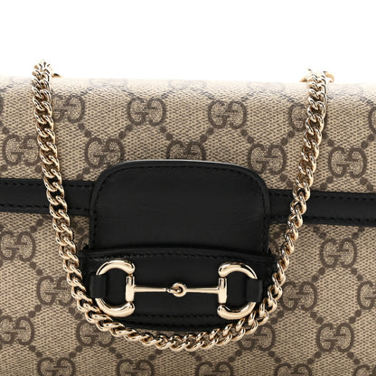 GG Supreme Monogram Azalea Calfskin Horsebit 1955 Mini Bag Beige Black