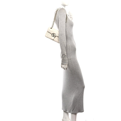 Lambskin Matelasse Small GG Marmont Shoulder Bag White