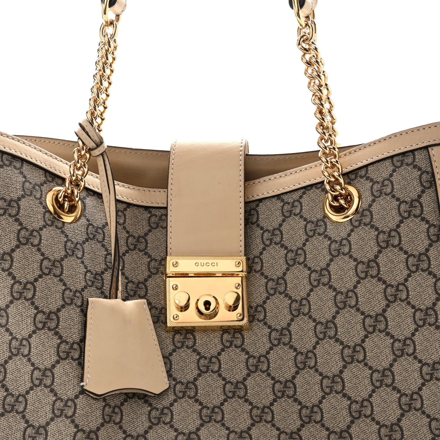 GG Supreme Monogram Medium Padlock Tote White