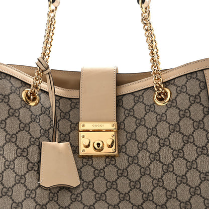 GG Supreme Monogram Medium Padlock Tote White