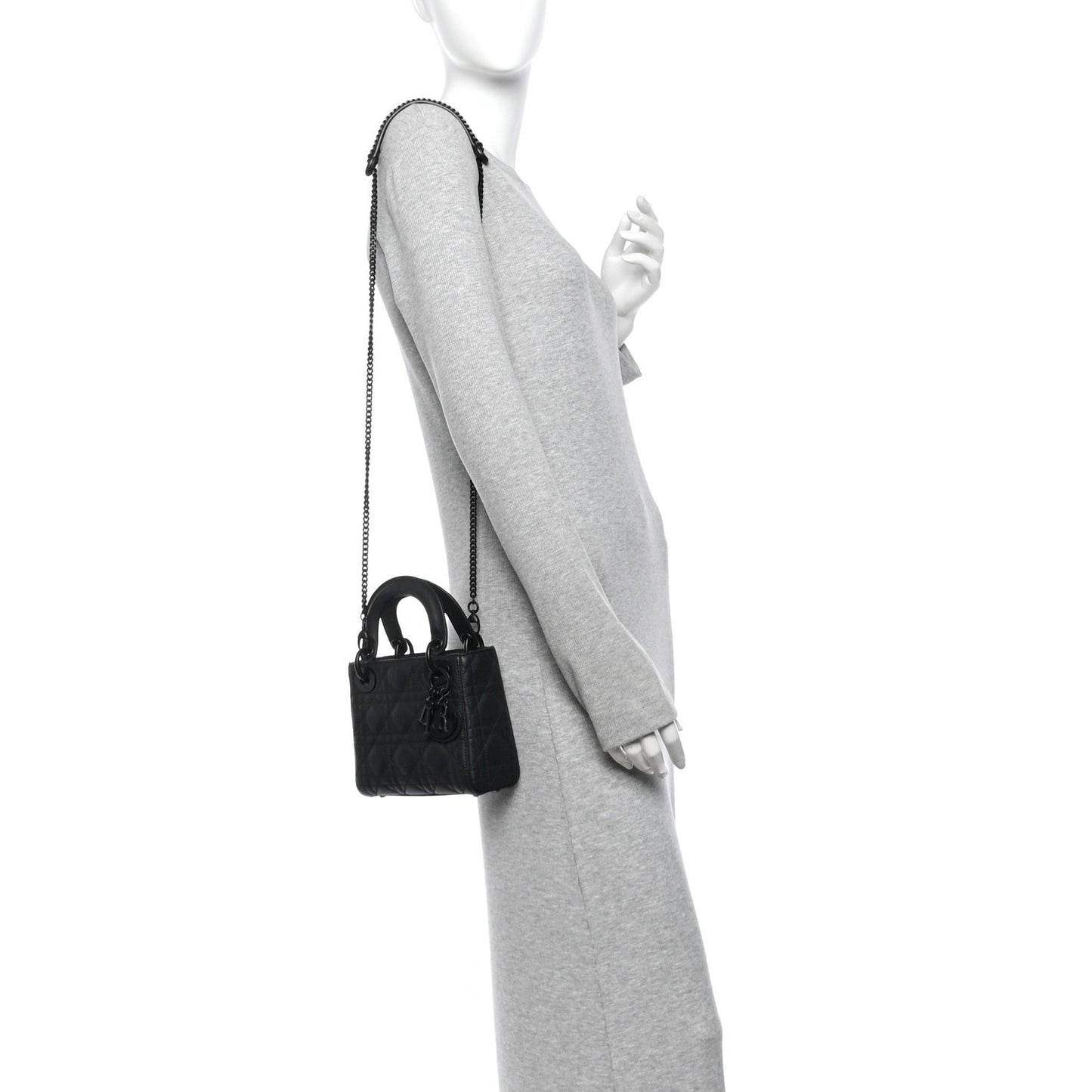 Ultra Matte Calfskin Cannage Mini Lady Dior Black