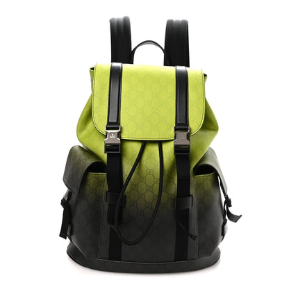 GG Supreme Monogram Large Double Buckle Backpack Green