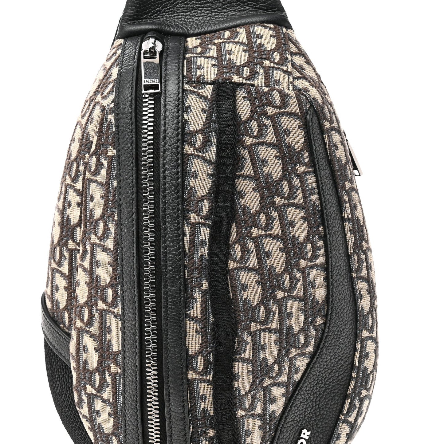 Grained Calfskin Oblique Scarab Sling Bag Blue Black