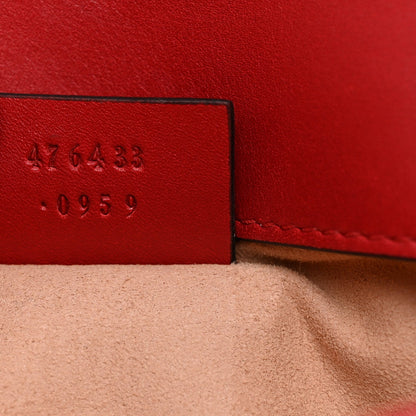 Calfskin Matelasse Super Mini GG Marmont Shoulder Bag Hibiscus Red