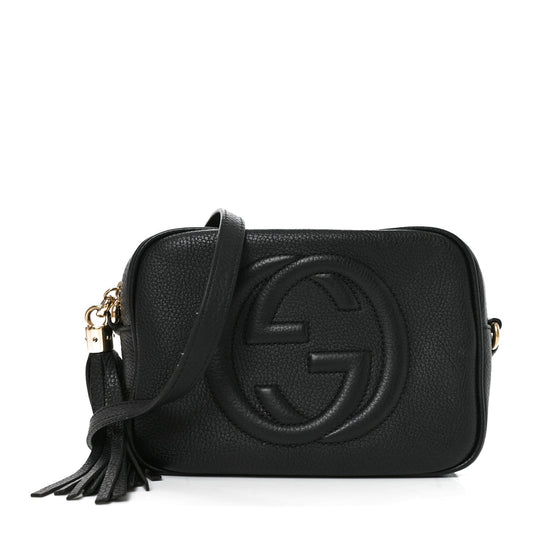 Pebbled Calfskin Small Soho Disco Bag Black