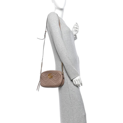 Calfskin Matelasse Small GG Marmont Chain Shoulder Bag Porcelain Rose