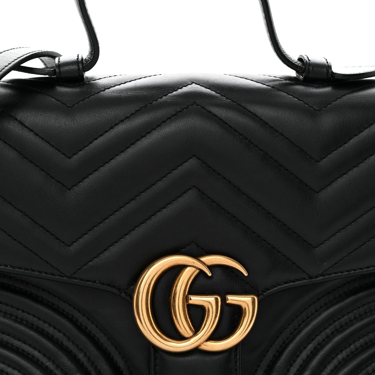 Calfskin Matelasse Small GG Marmont Top Handle Shoulder Bag Black