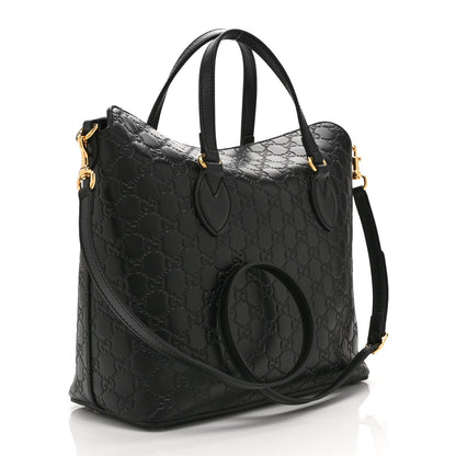 Guccissima Linea A Foldover Tote Black