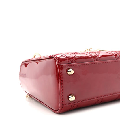 Patent Cannage Mini Lady Dior Red