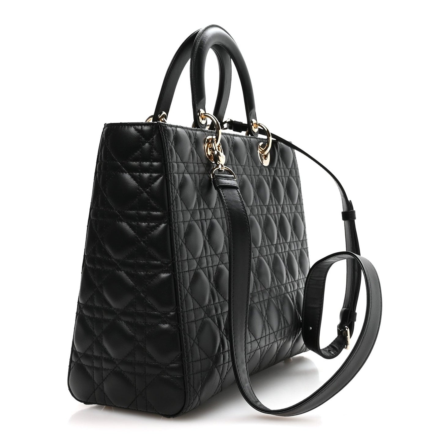 Lambskin Cannage Large Lady Dior Black