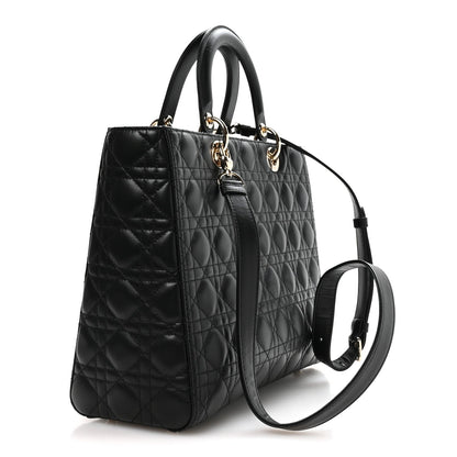 Lambskin Cannage Large Lady Dior Black