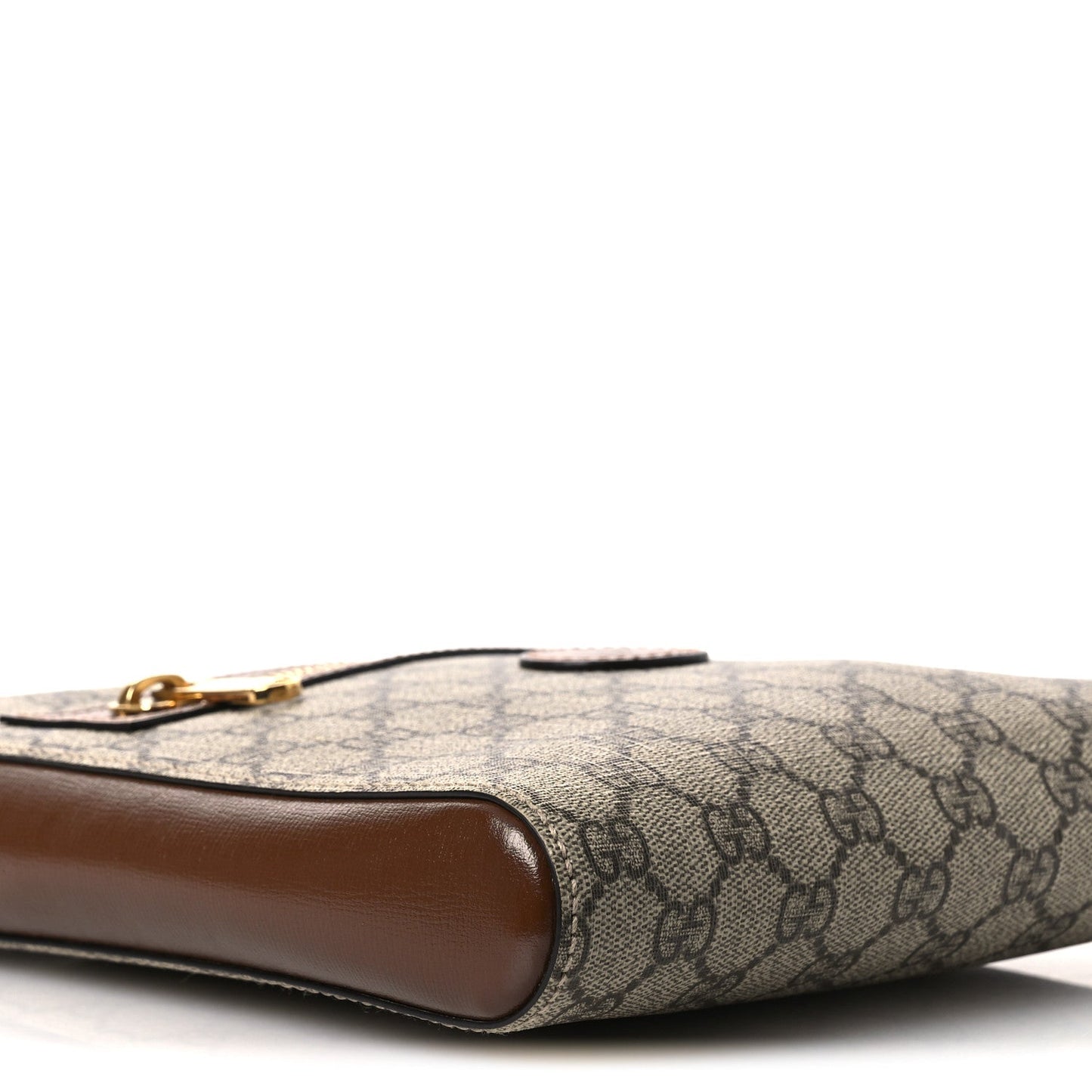 GG Supreme Monogram Azalea Calfskin Retro Interlocking G Flat Messenger Bag Beige Ebony Brown Sugar