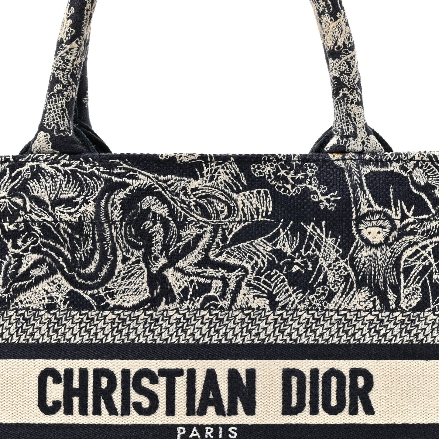 Calfskin Dioriviera Toile De Jouy Small Book Tote With Strap Blue Multicolor