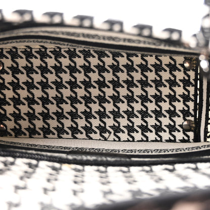 Canvas Houndstooth Embroidered Medium Lady D-Lite Black White