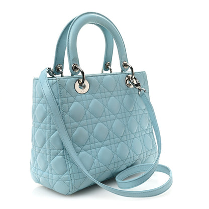 Lambskin Cannage Medium Lady Dior Light Blue