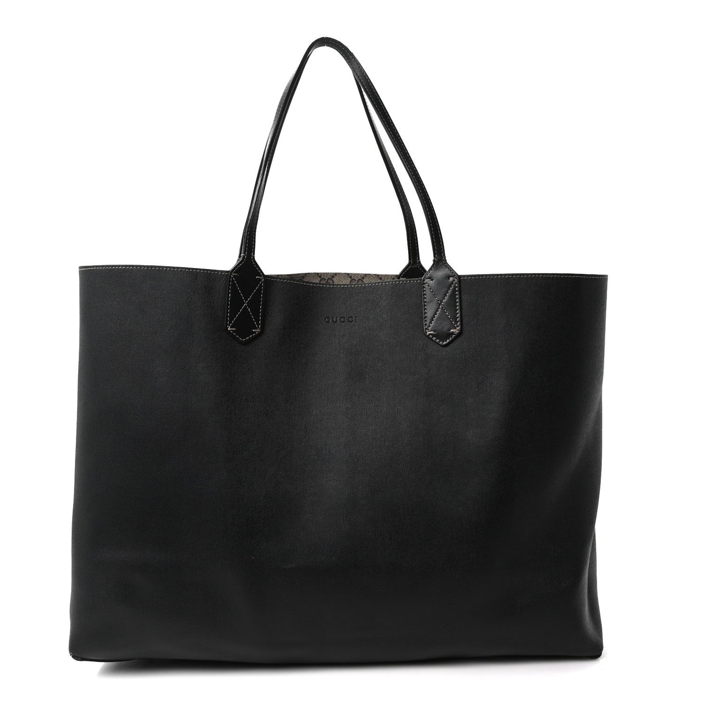 GG Supreme Monogram Large Reversible Tote Beige Black