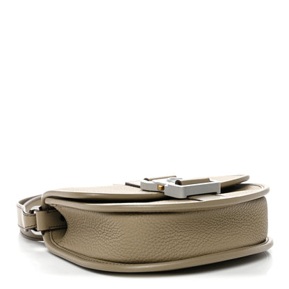 Grained Calfskin Mini Gallop Bag With Strap Beige