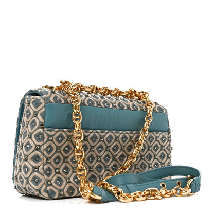 Calfskin Strass Embroidered Small Caro Bag Blue