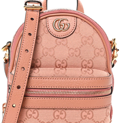 Monogram Textured Dollar Calfskin Mini Ophidia Crossbody Cloche Rose Pink
