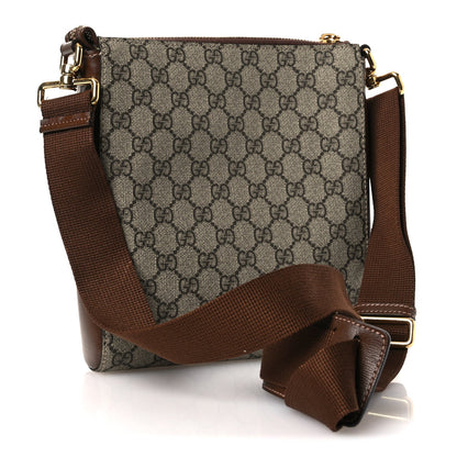 GG Supreme Monogram Azalea Calfskin Retro Interlocking G Flat Messenger Bag Beige Ebony Brown Sugar