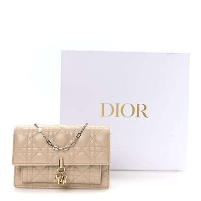 Lambskin Cannage Chain My Dior Daily Chain Pouch Powder Beige