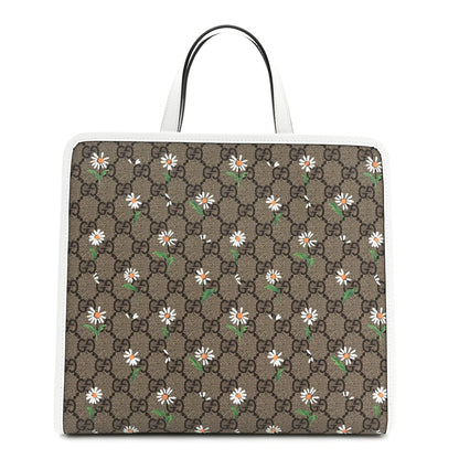 GG Supreme Monogram Daisies Childrens Tote Beige Ebony Great White