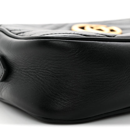 Calfskin Matelasse Small GG Marmont Chain Shoulder Bag Black