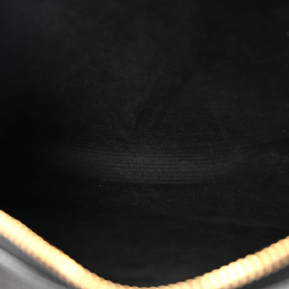 Grained Calfskin Caro Double Pouch Black
