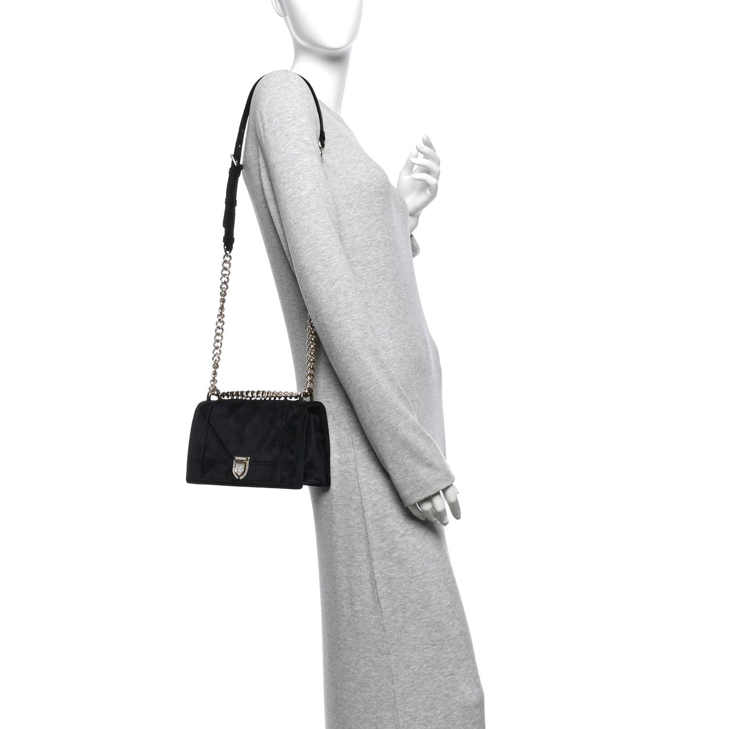 Velvet Small Diorama Flap Bag Black