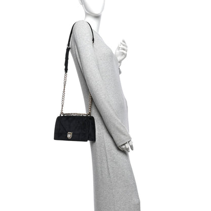 Velvet Small Diorama Flap Bag Black