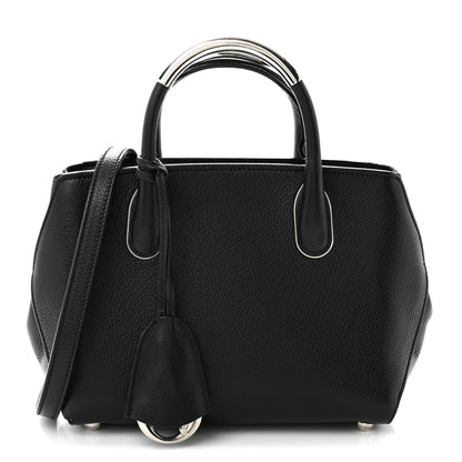 Grained Calfskin Small Open Bar Tote Black